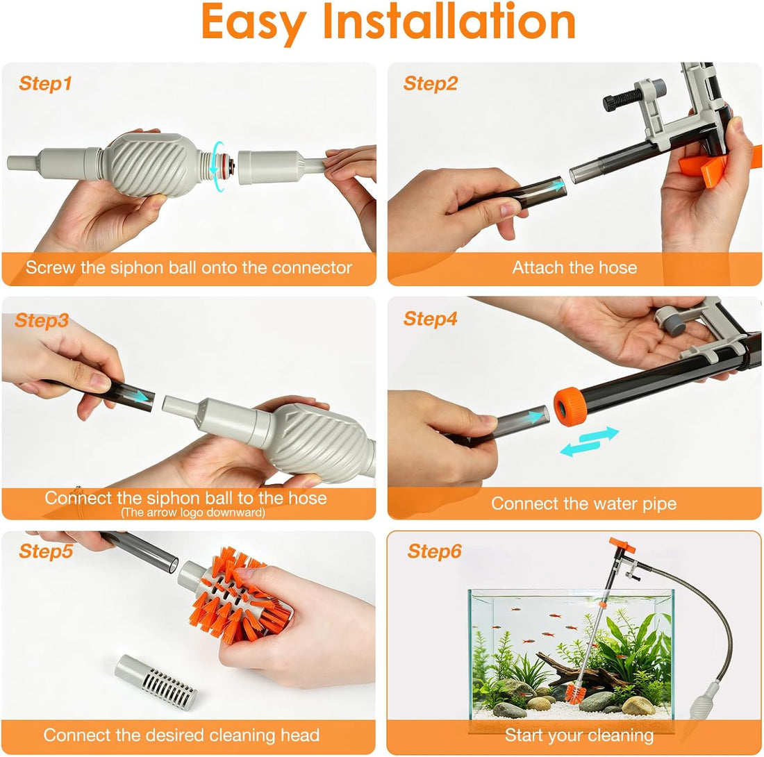 Aquarium Siphon Gravel Cleaner Manual Water Changer Kit, Small