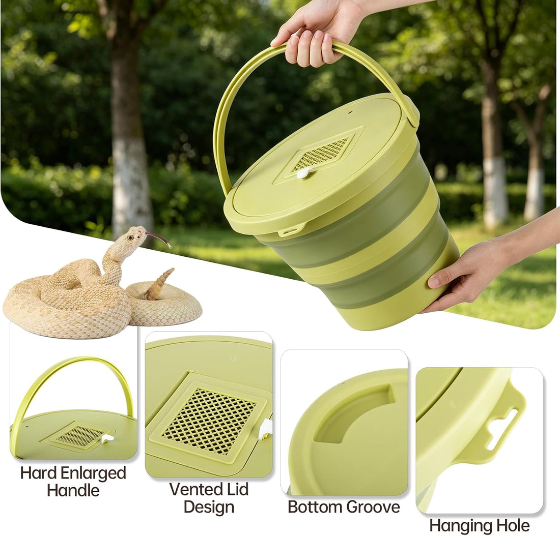 Snake Bucket 15L /4.Gal–Collapsible Container with Vented Seal Lid
