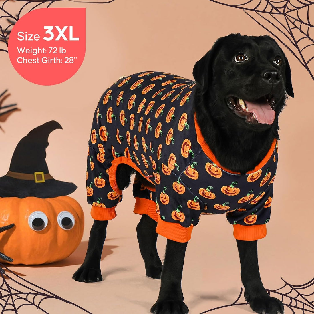 KYEESE Halloween Dog Pajamas for Medium Large Dog Onesie with Pumpkin
