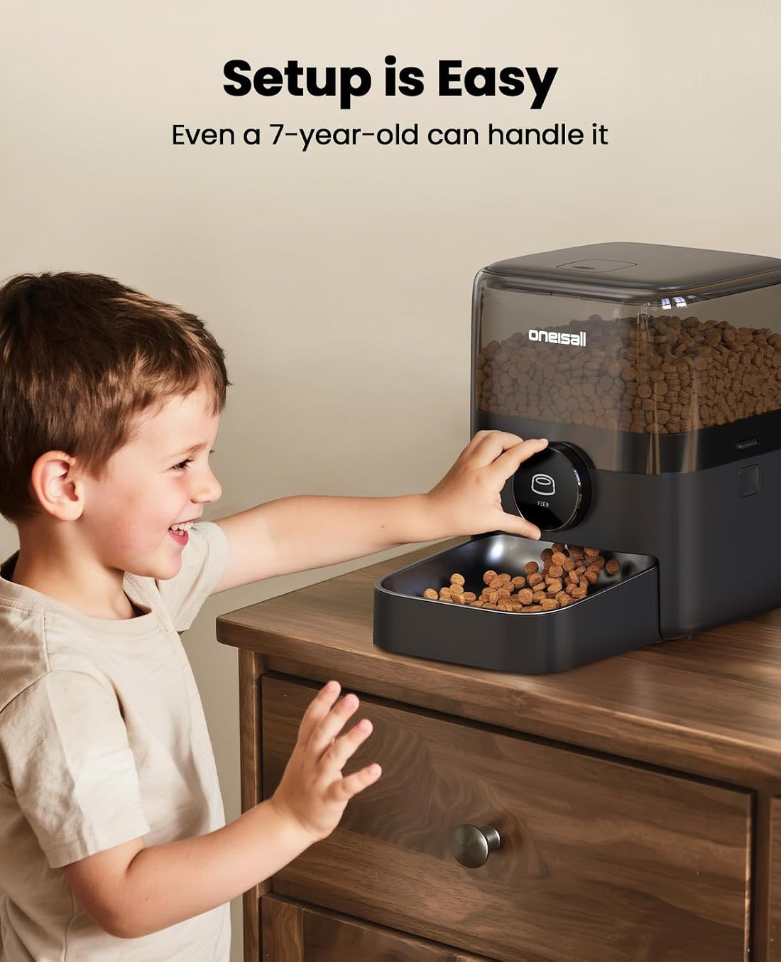 oneisall Automatic Cat Feeder for Large Kibble and Snacks