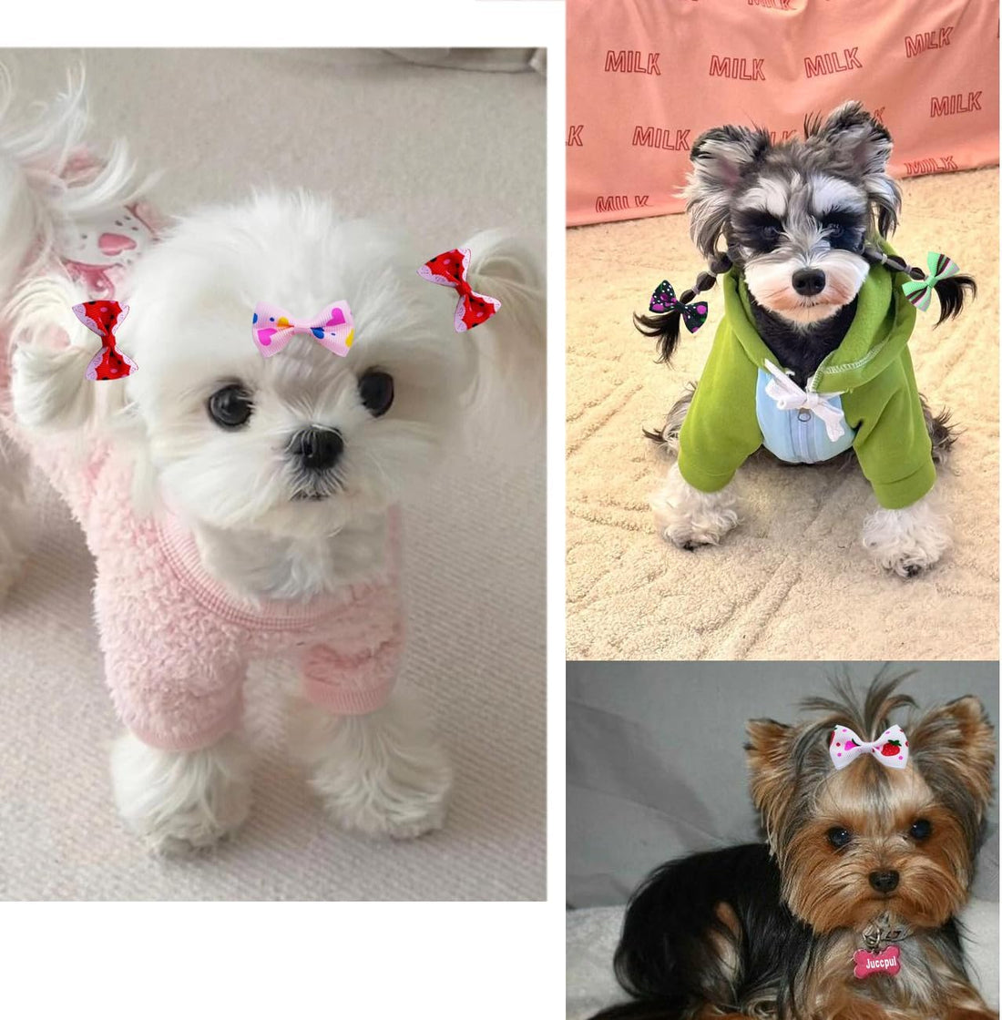 JUCCPUL Dog Hair Bows Cute Puppy Dog Bowknot Hair Ties Bulk