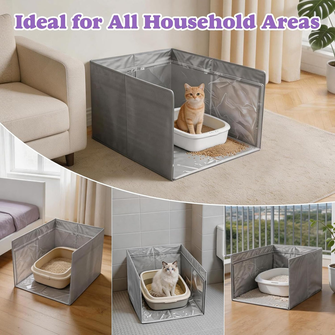 26.3x21.2x16.5 Inch Cat Litter Box Enclosure Splash Guard