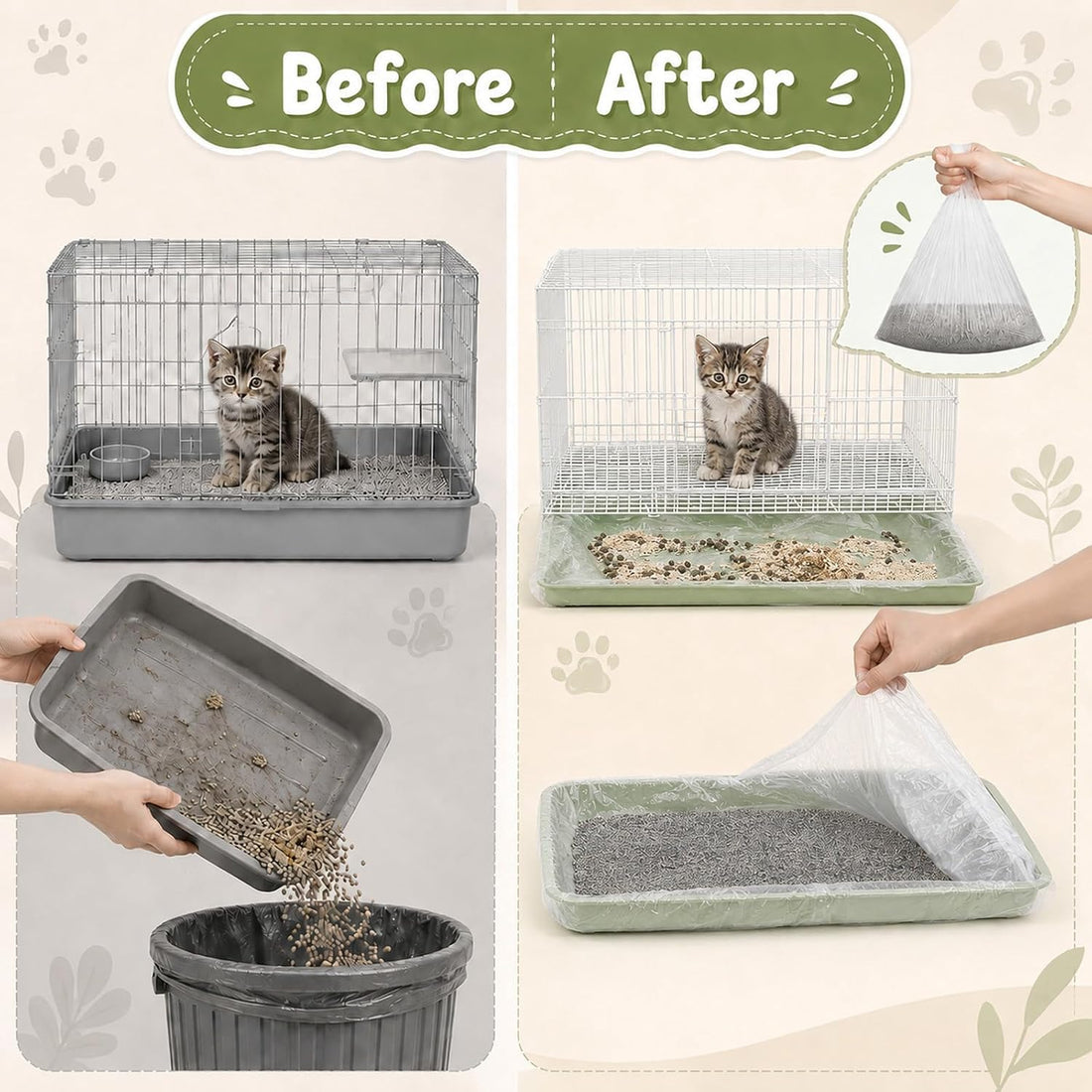 120 Pcs Disposable Plastic Cage Liners 27x19 in Clear Bunny Litter