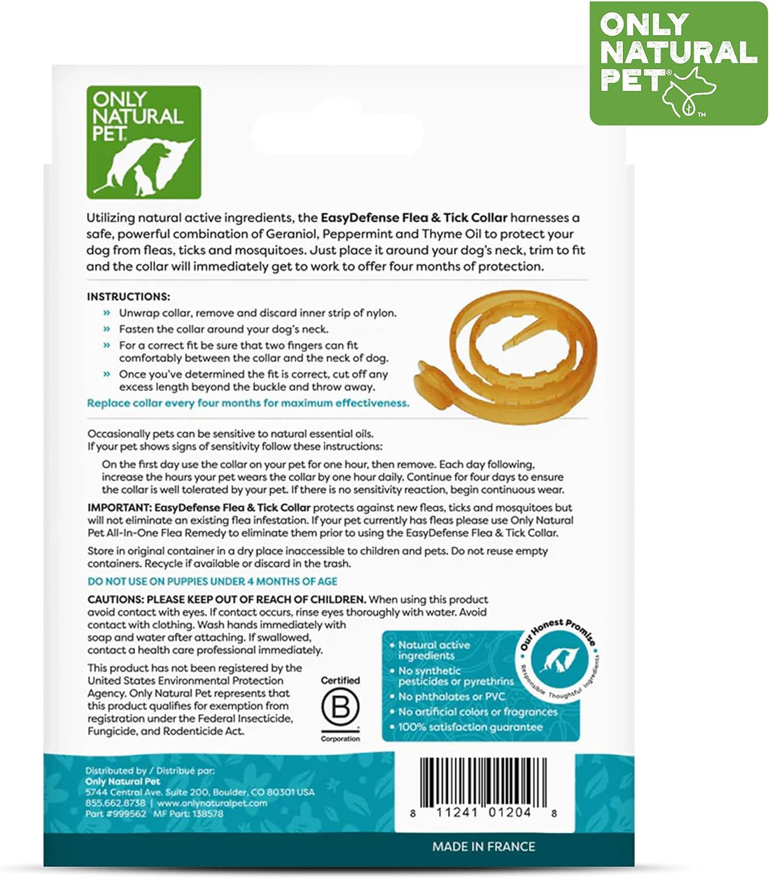 Only Natural Pet EasyDefense Flea & Tick Dog Collar