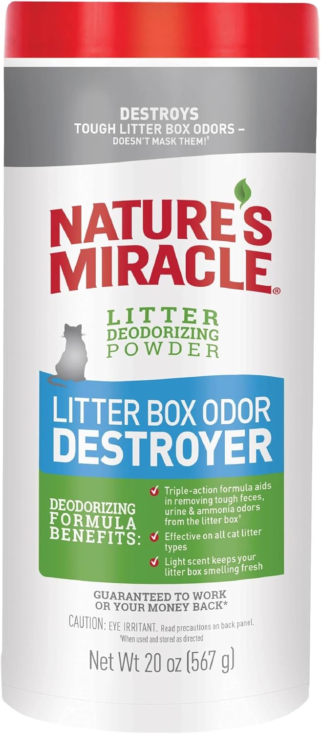 Nature's Miracle Cat Litter Box Odor Deodorizer Powder, 20 oz