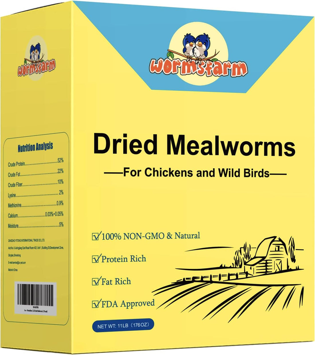 WormsFarm 5lb Dried Mealworms for Chickens Treats for Laying