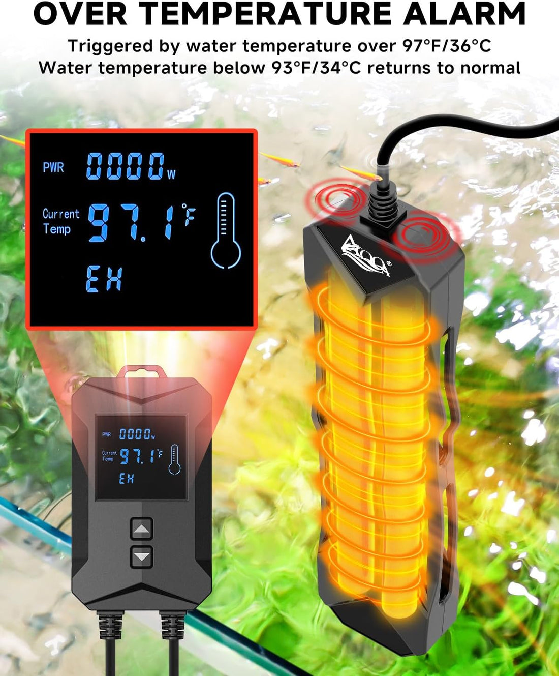 AQQA Aquarium Heater 800W/1000W/1200W/1400W Fish Tank Heater