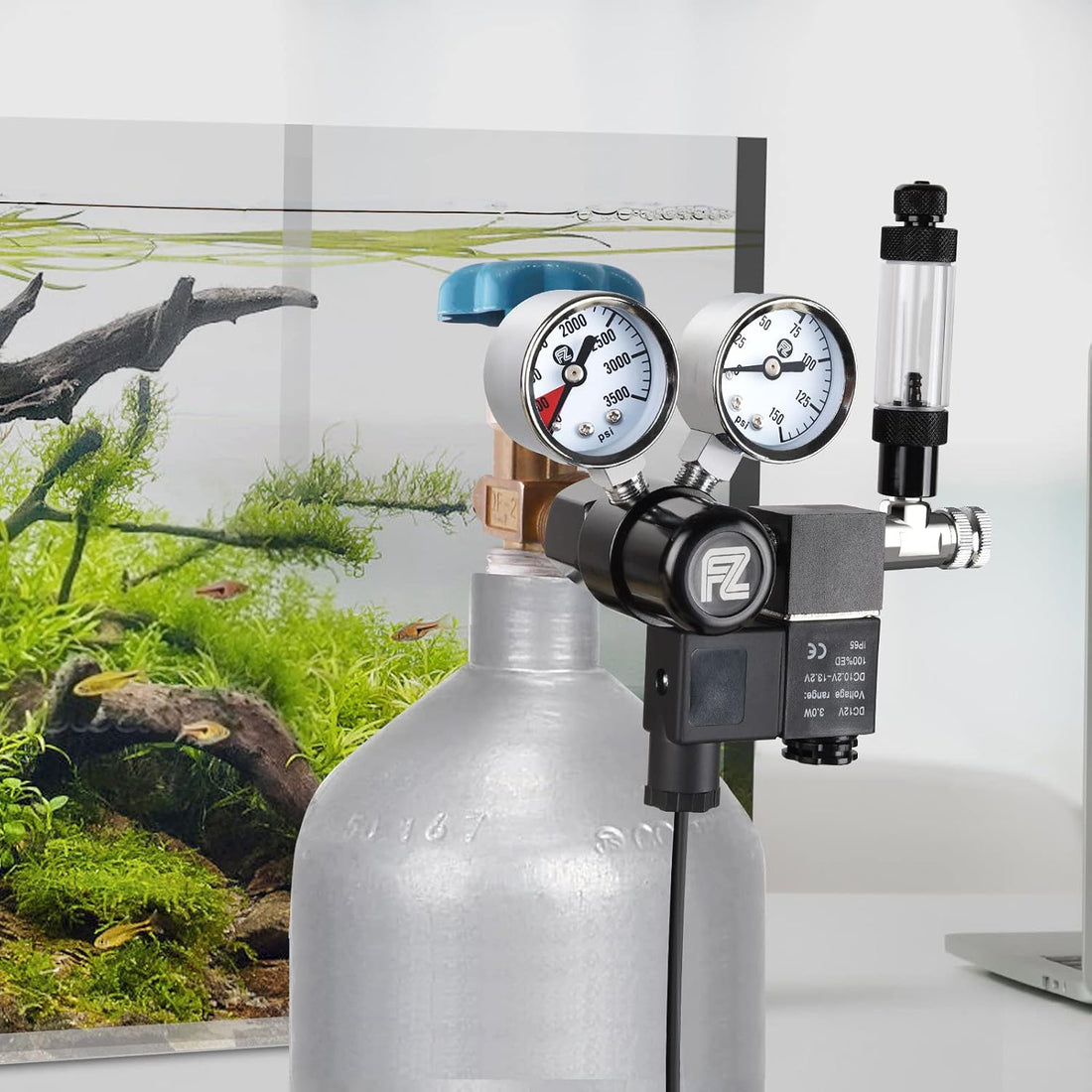 FZONE Aquarium CO2 Regulator for CGA320 Side Open CO2 Cylinder