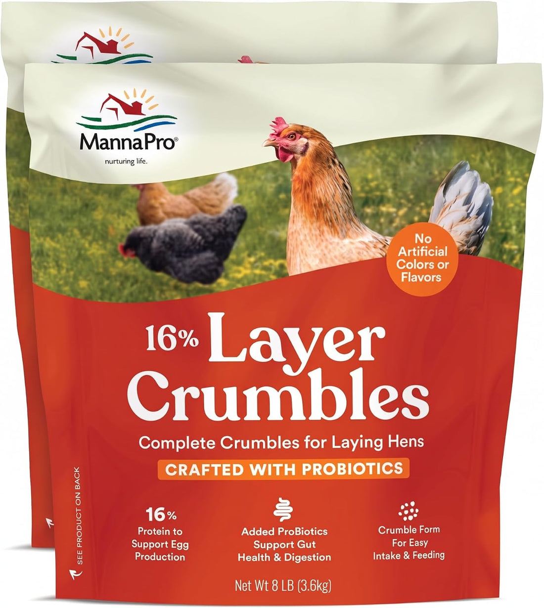 Manna Pro Layer Crumbles Chicken Feed, 16% Protein, Digestive Aid