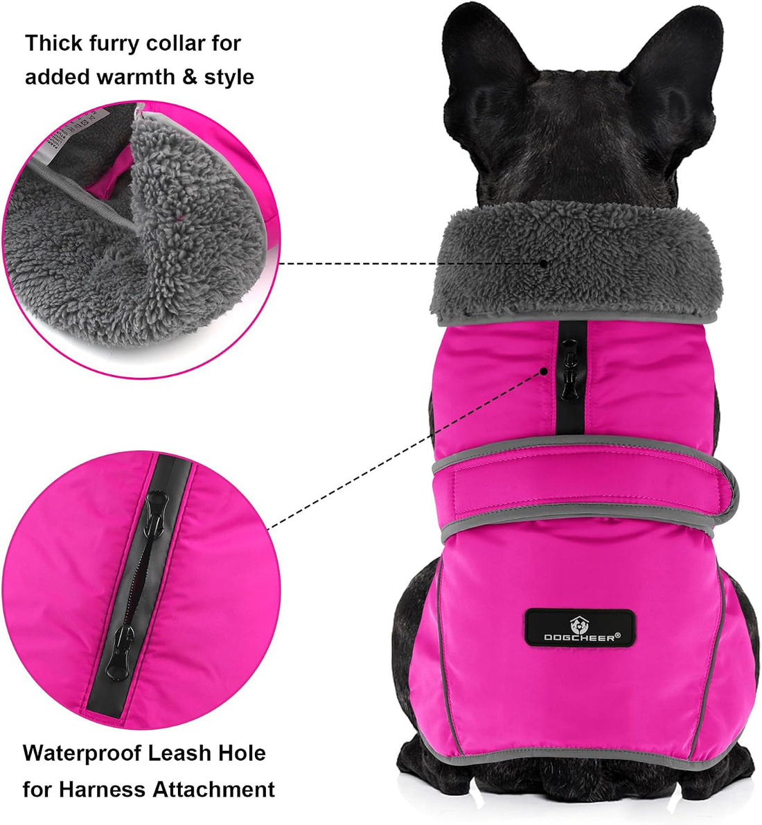 Dogcheer Dog Winter Coat, Waterproof Warm Dog Jacket with Adjustable