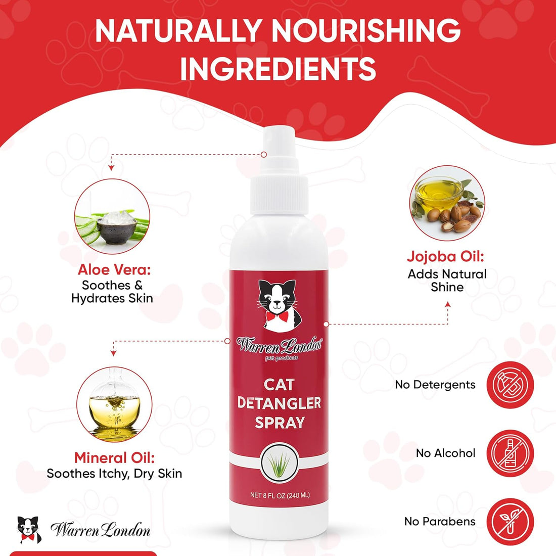 Warren London Cat Detangler Spray, Unscented Leave-in Conditioner