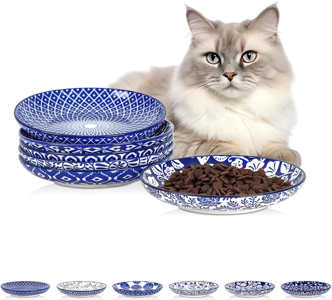Selamica 6 Inch Ceramic Cat Bowls, Set of 6