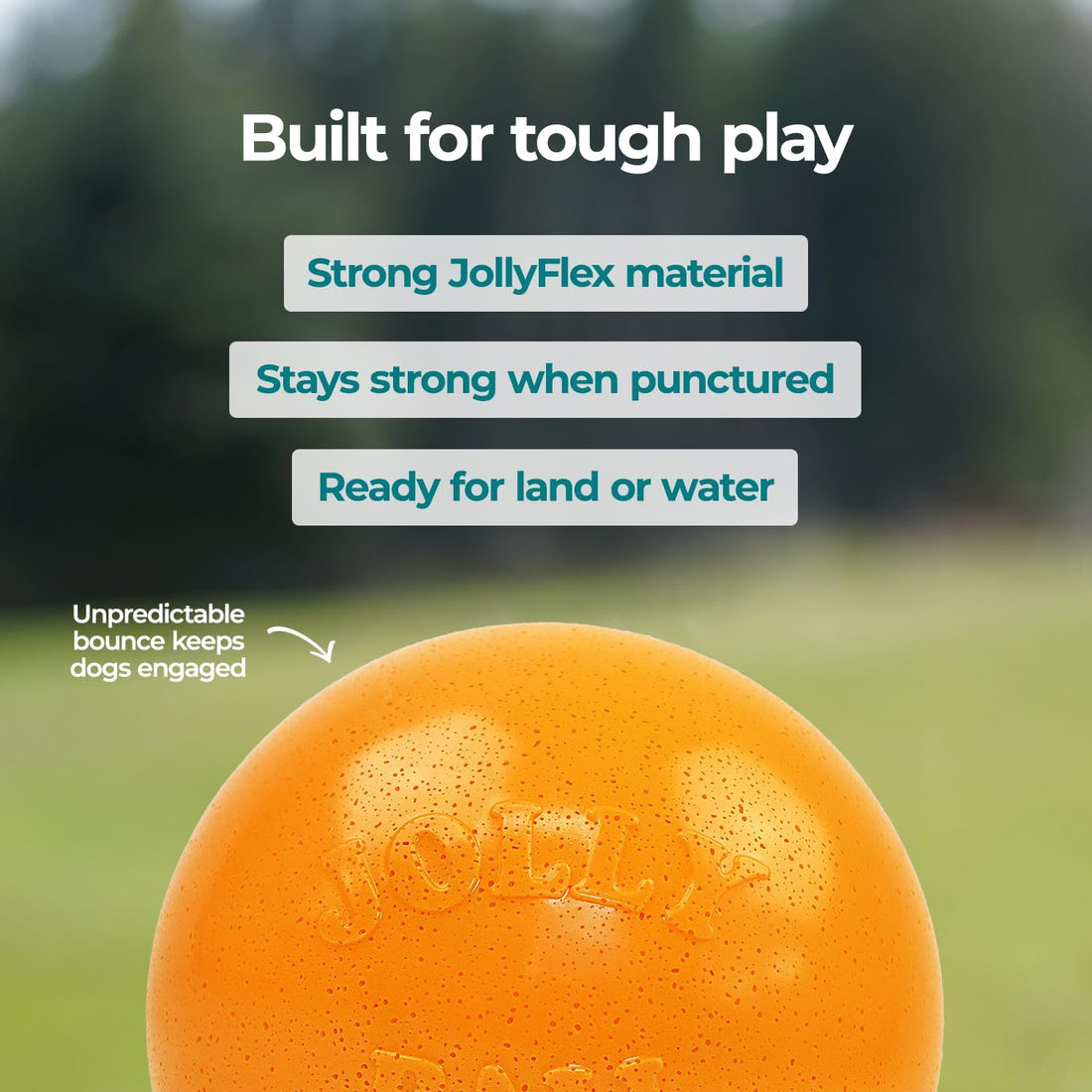Jolly Pets Bounce-n-Play Dog Toy Ball, 8 Inches/Large, Orange,