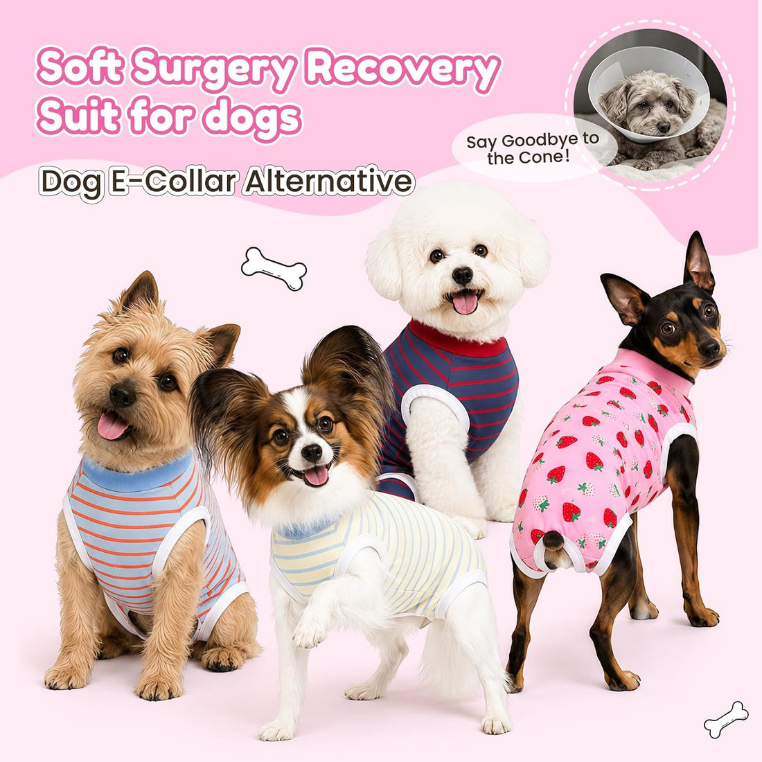 Surgery Suit for Female Dog After Spaying with Back Zipper