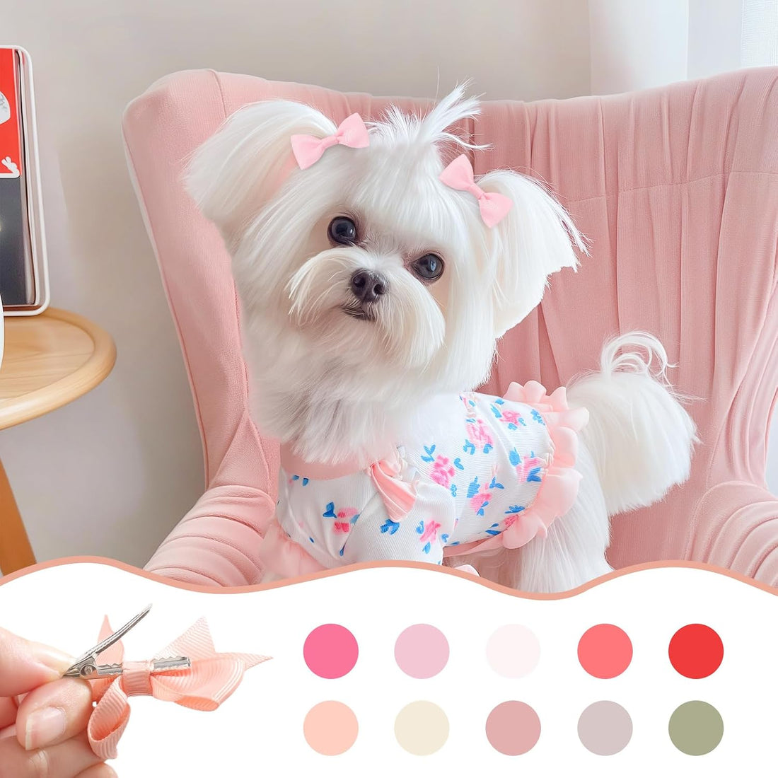 yoyokid 40PCS 2Inch Puppy Dog Hair Bows with Clips & Rubber Bands