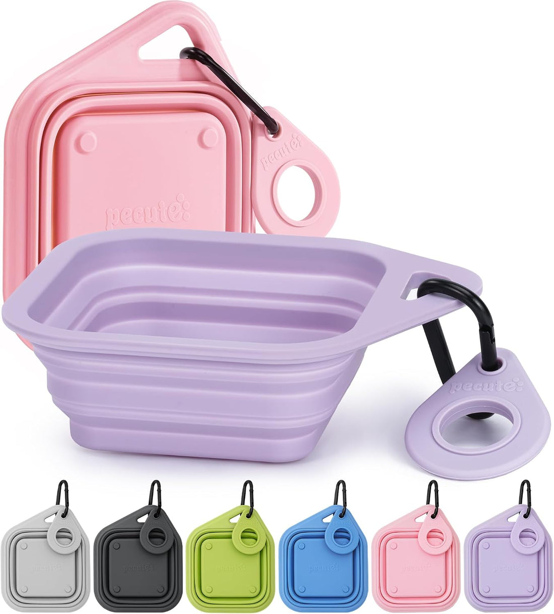 Pecute 2 Pack Collapsible Dog Bowls, Food-Grade Silicone
