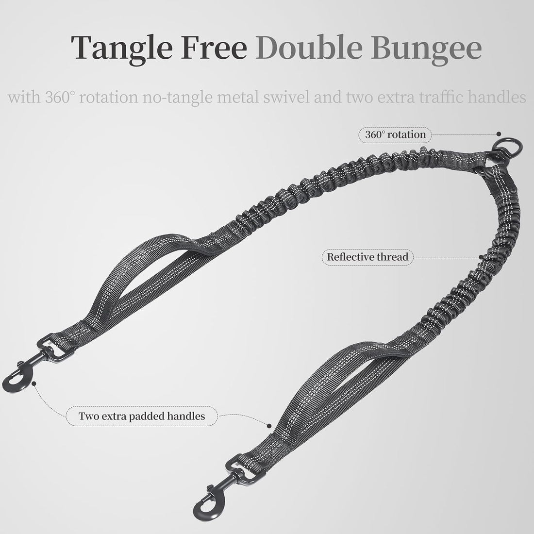 iYoShop Double Dog Leash with 3 Extra Traffic Handles, 15-120 lbs