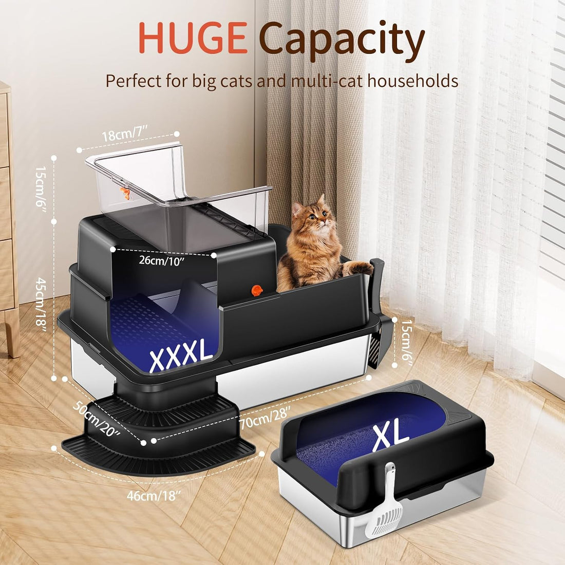 Bartuke XXXL Stainless Steel Litter Box