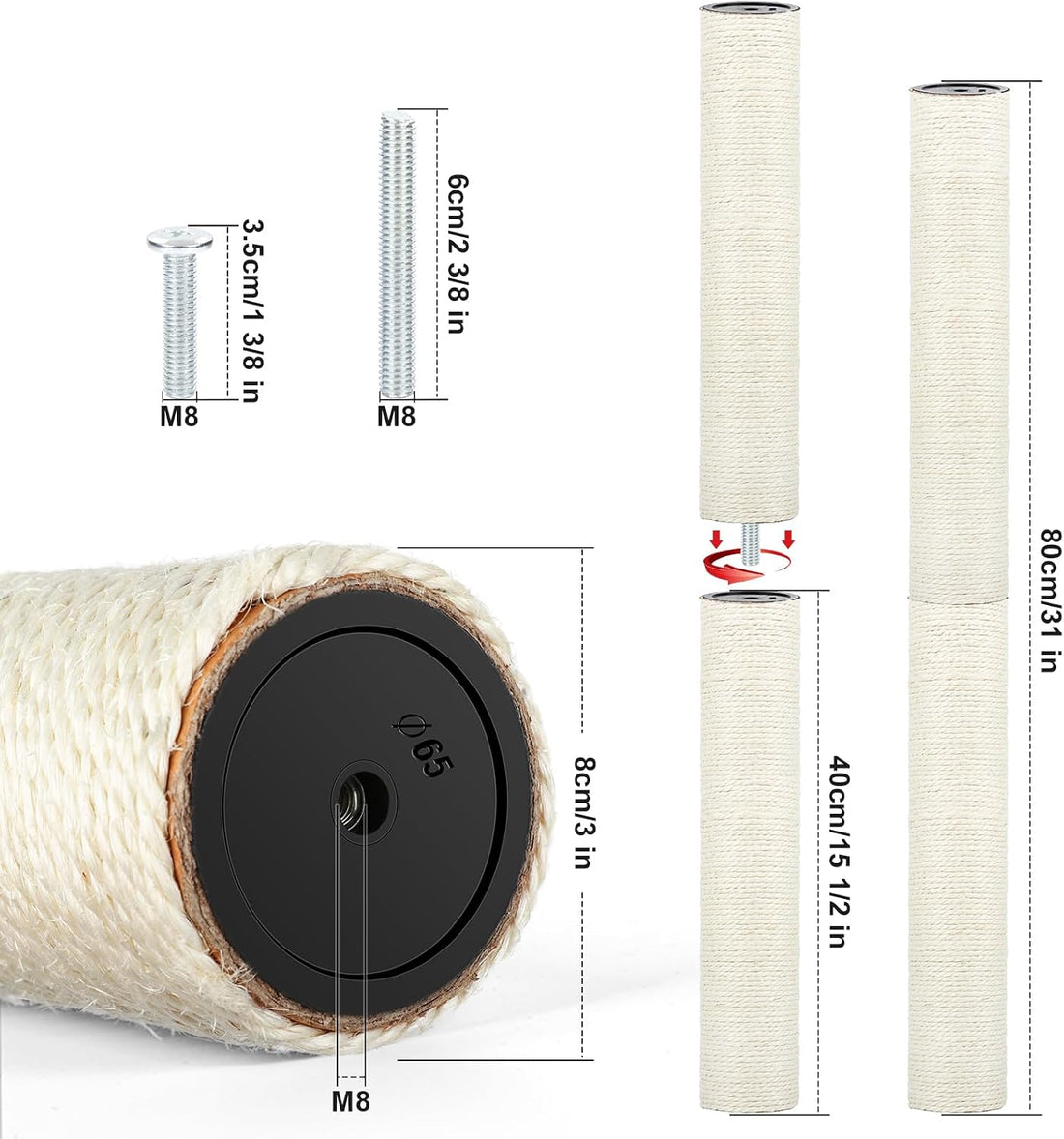 PETUOL 4 PCS M8 Cat Scratching Post Replacement