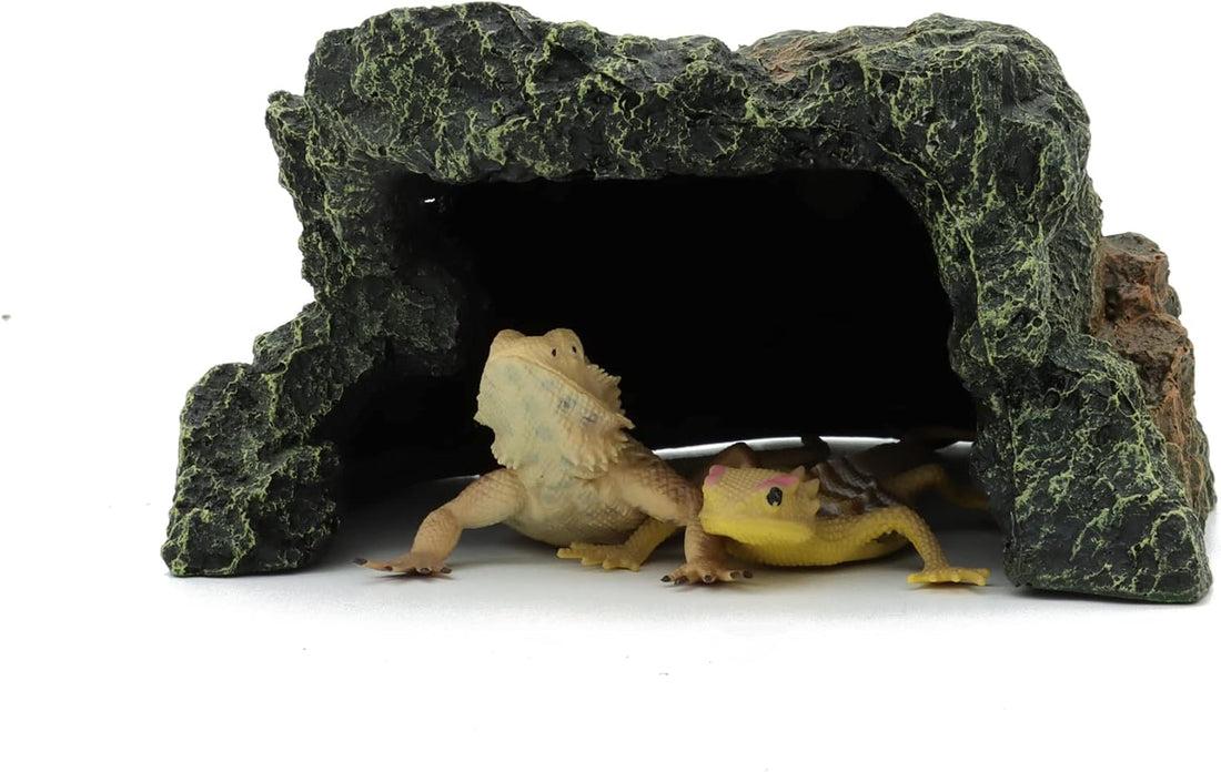 JIHAQUA Reptile Rock Hide Cave Aquarium Habitat Decor Tortoise Hideout