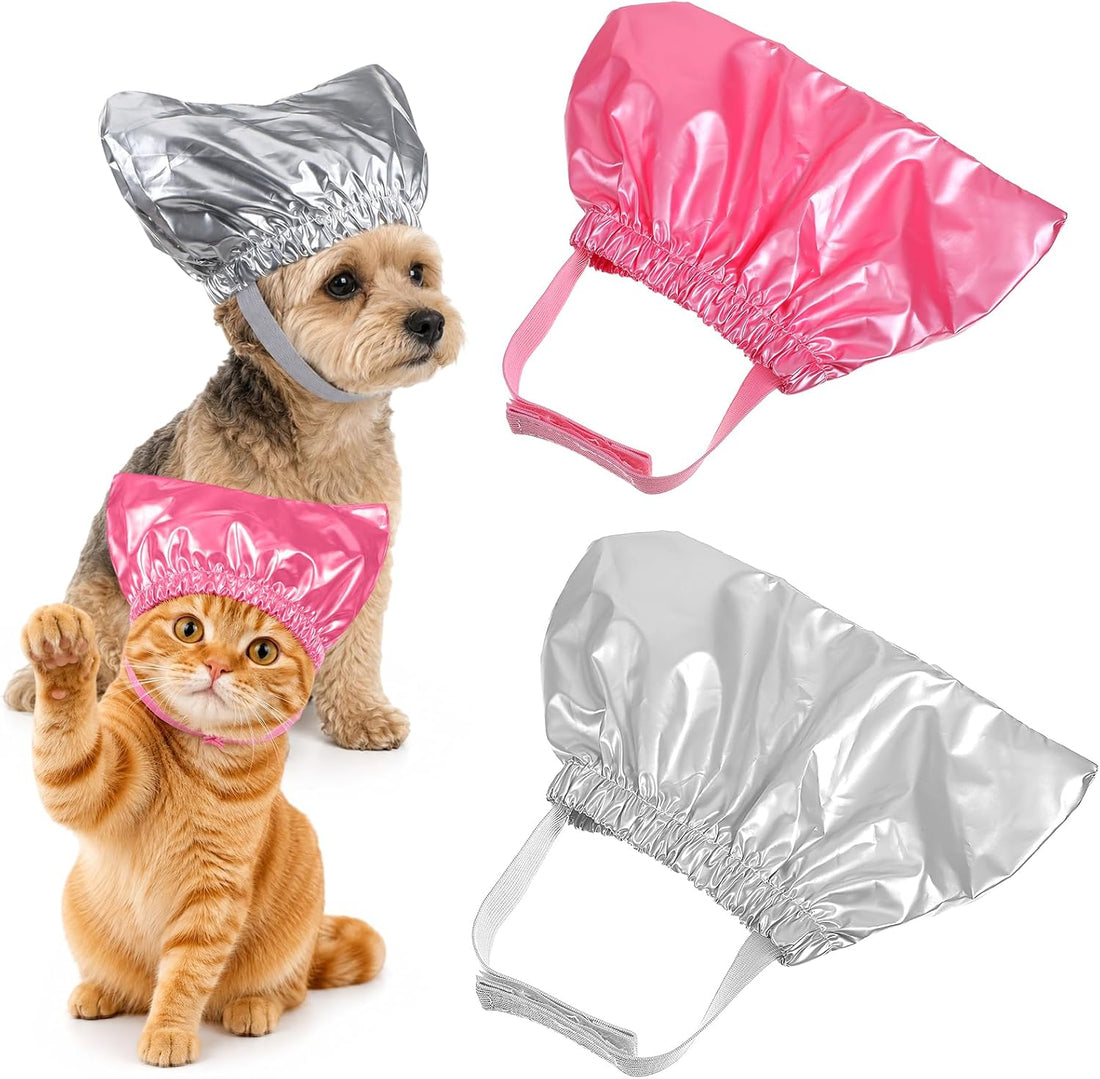 2Pcs Waterproof Pet Shower Cap Reusable Dog Bonnet for Bathing S&M