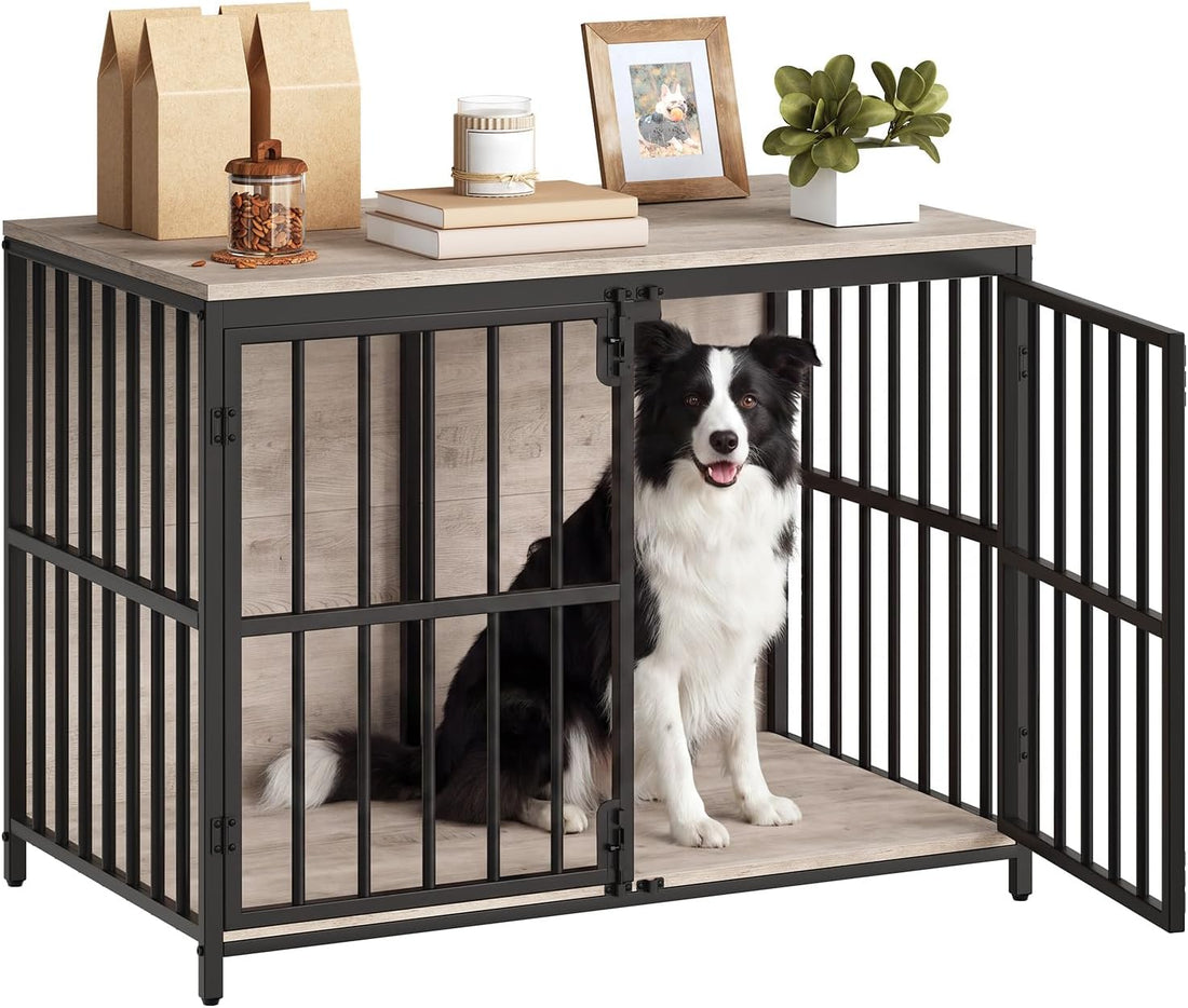 HOOBRO 38.6" Dog Crate Furniture, Wooden Dog Kennel Indoor