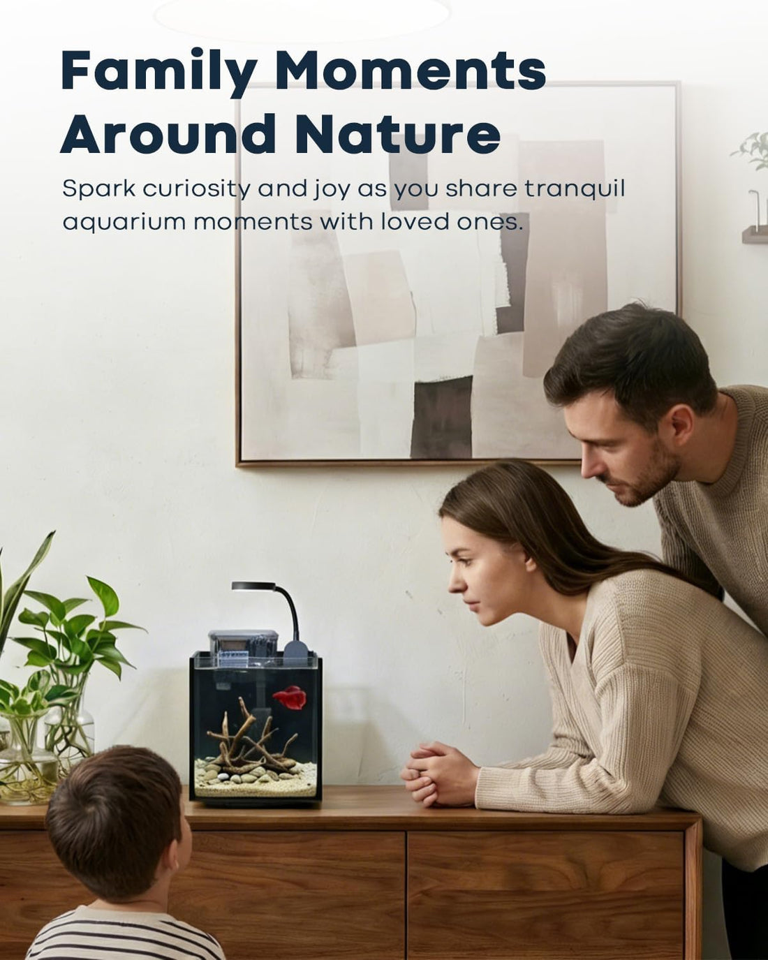 1.25 Gallon Fish Tank Small Glass Aquarium Kit Starter Set Dark