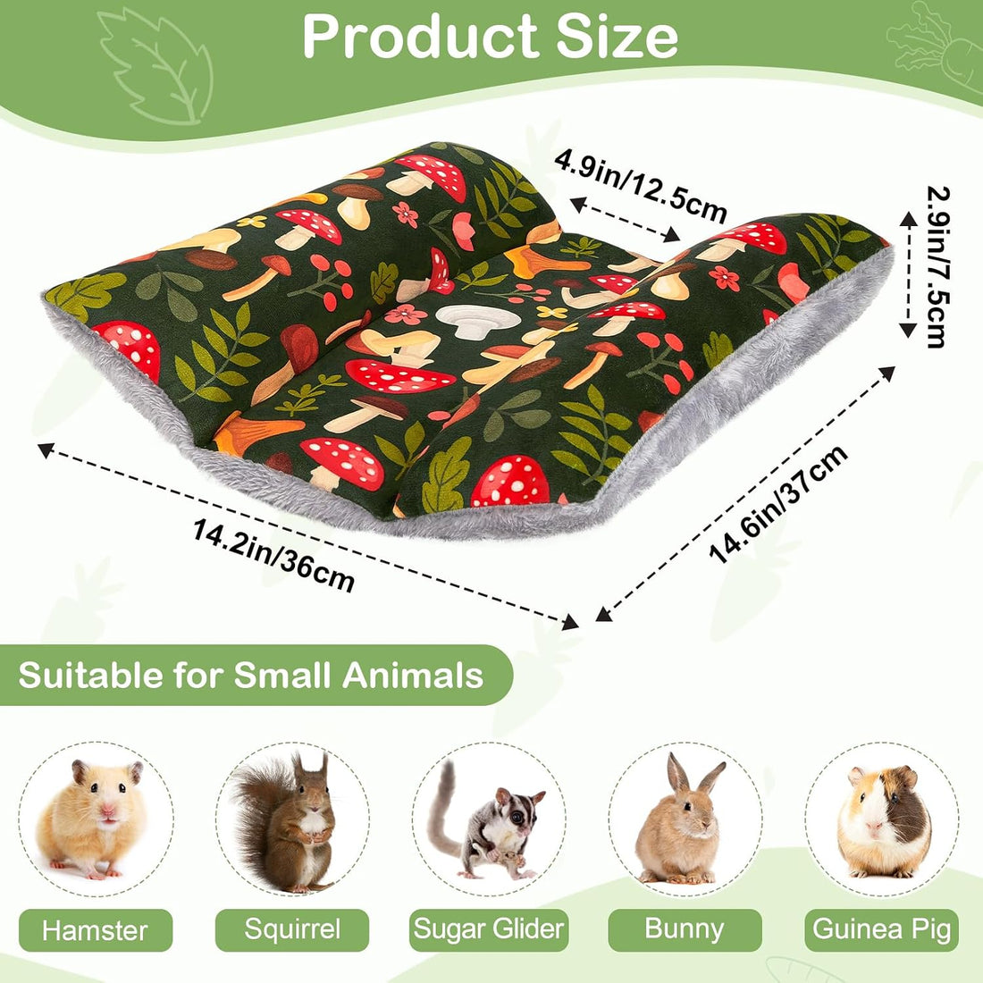 15"x14" Soft Plush Rabbit Bed Washable Cuddle Mat for Small Pets