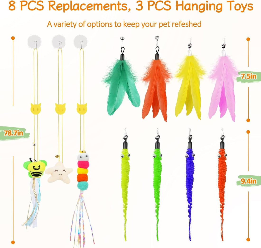 SUNSHINETOP Cat Wand Toy, Interactive Kitten Feather Toys Self Play