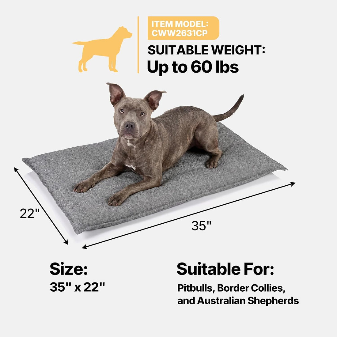 Veehoo Chew Proof Dog Crate Pad, Indestructible Dog Bed Crate Mat