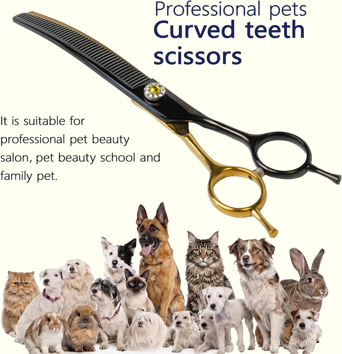 7" Curved Thinner Dog Scissor, Curved Blender Scissors, 48 Teeth
