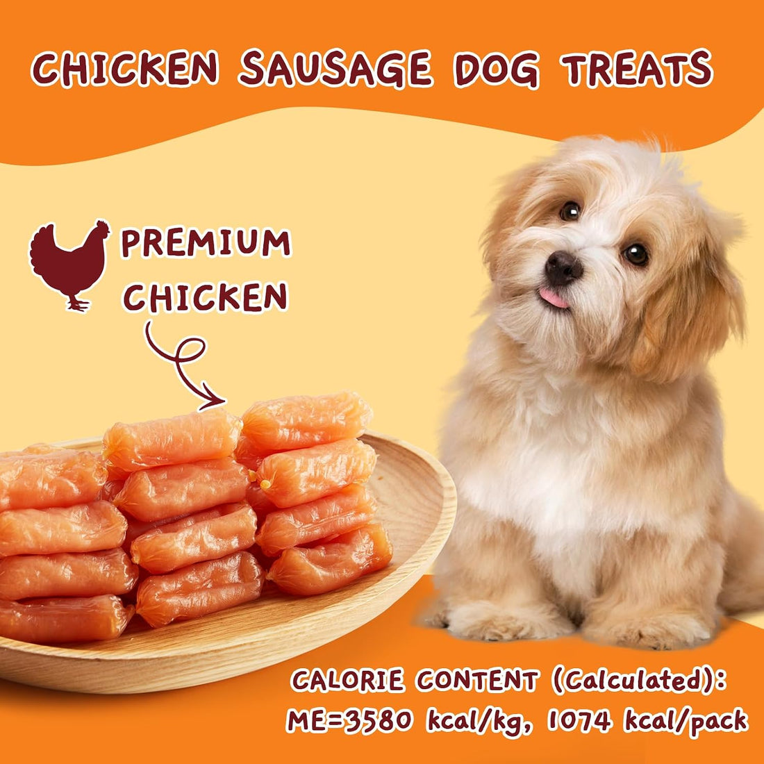 Jungle Calling Soft Chicken Sausage Treats for Small & Medium Dogs