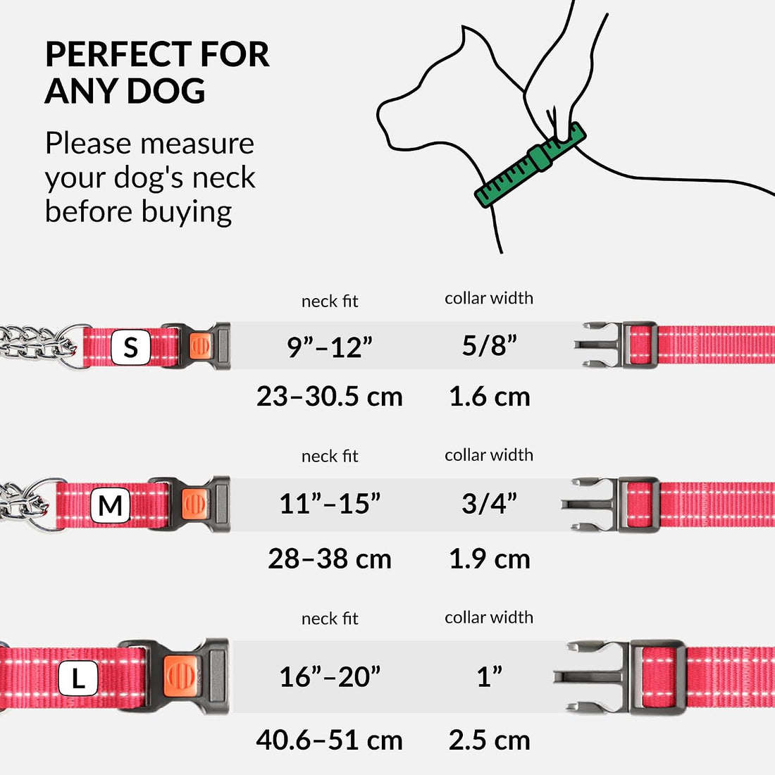CollarDirect Martingale, Steel Chain, Reflective (L, 17-22", Pink)