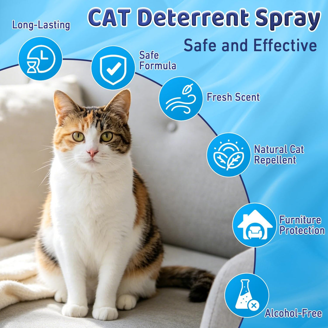 Cat Deterrent Spray, Natural Safe Cat Repellent Spray for Furniture