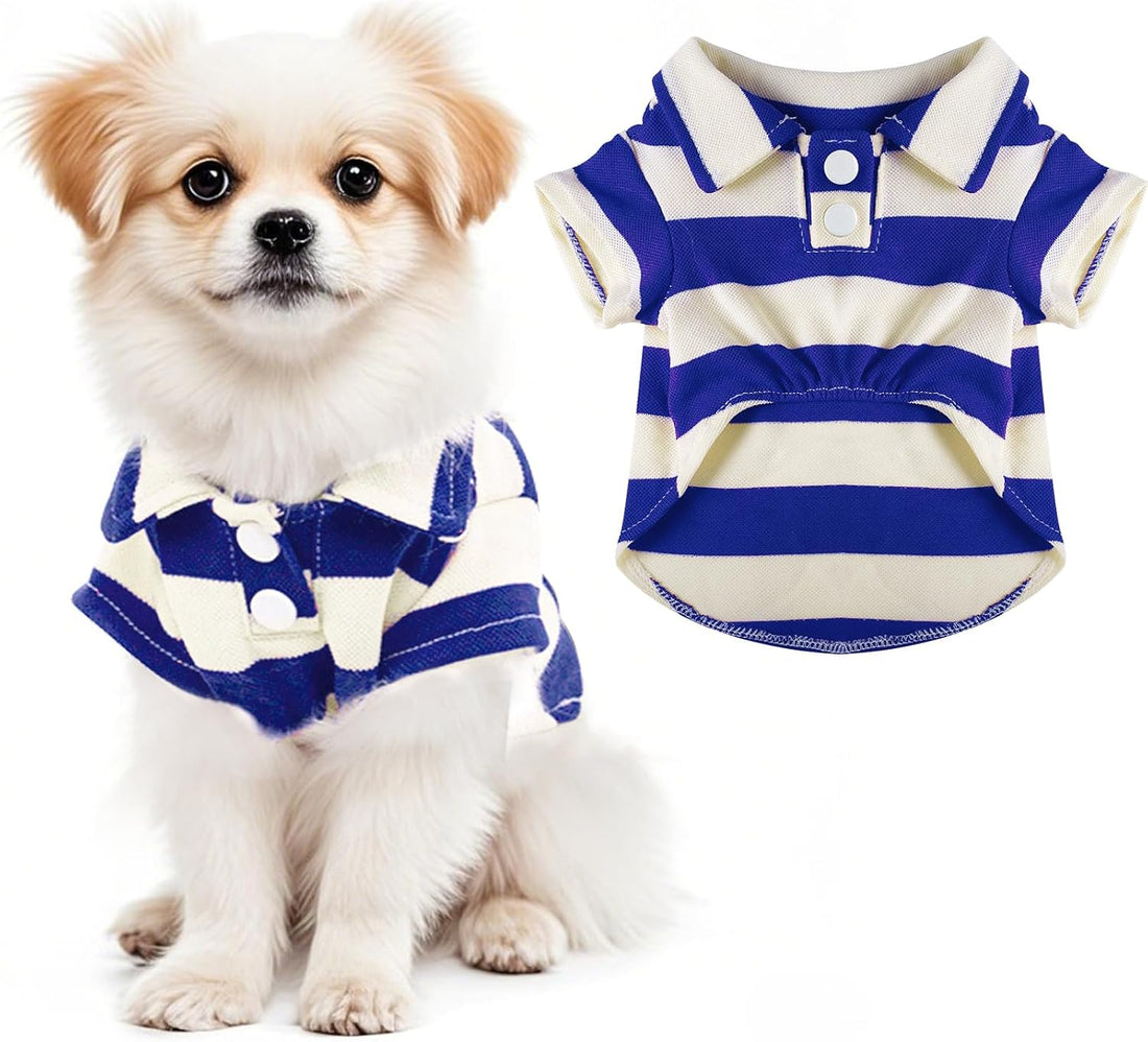 Pistha Dog Shirt Polo Shirt Striped Puppy Clothes for Boy Girl Pets
