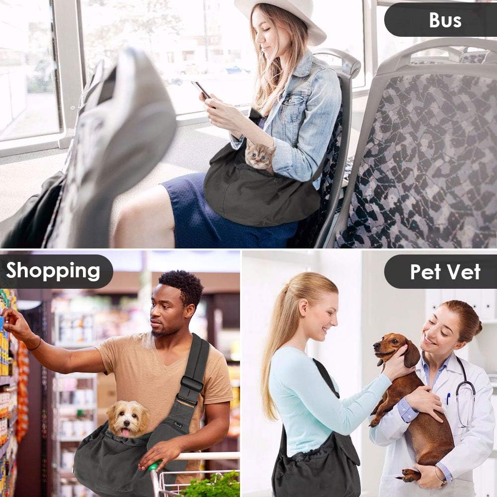 Lukovee Small Pet Sling, Hard Bottom Support, Storage Pocket