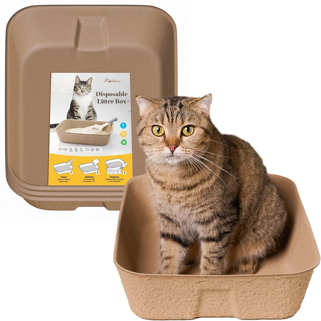 KAKKUE 4 Pack Disposable Cat Litter Boxes