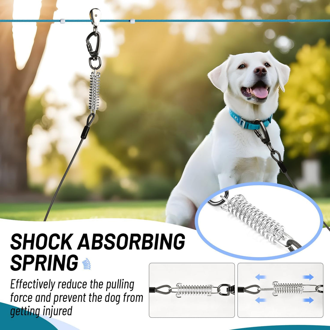 Dog Runner for Yard, Heavy Duty 75FT Dog Runs for Outside with 10FT