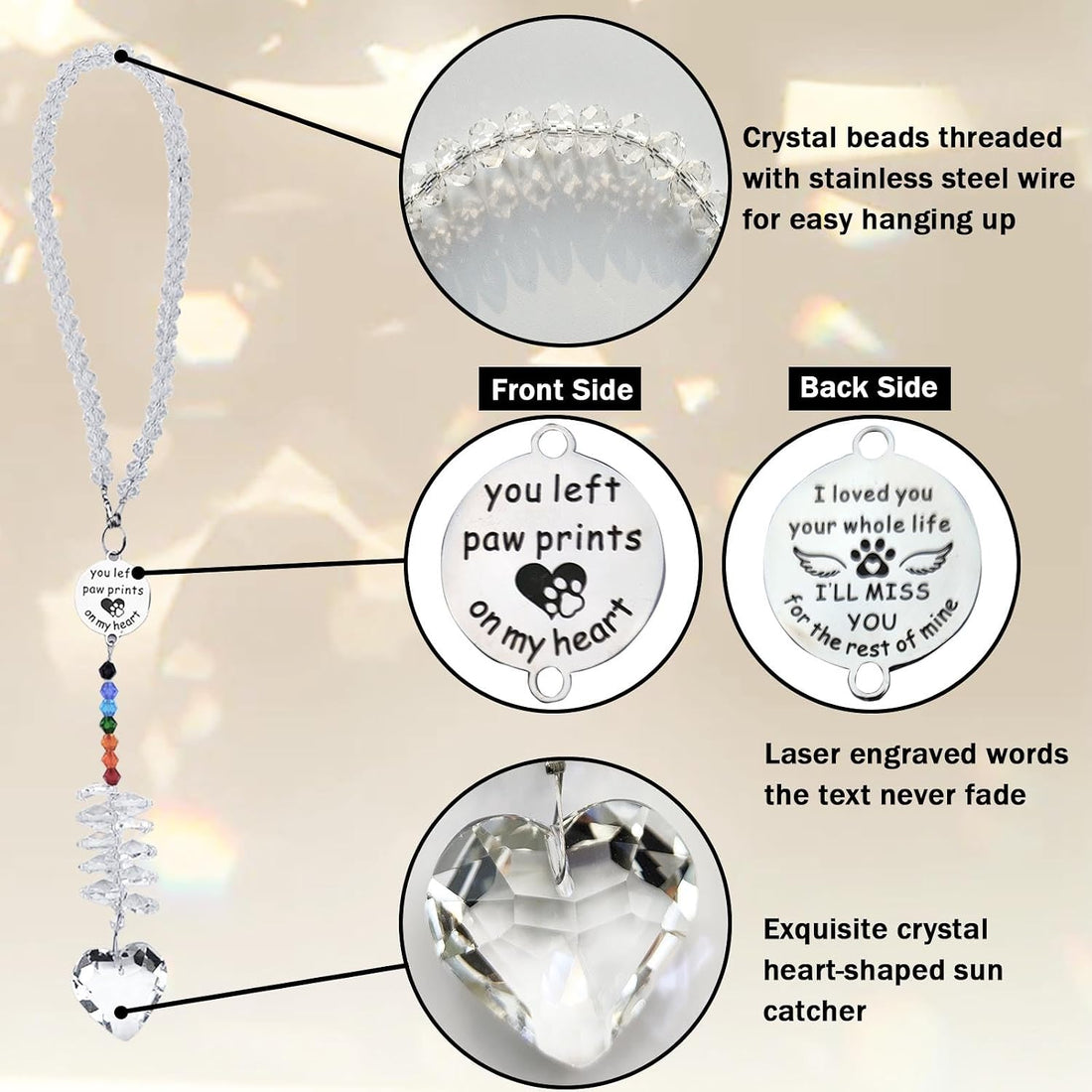 shinyrize Pet Memorial Sympathy Gifts for Dogs Loss Suncatcher
