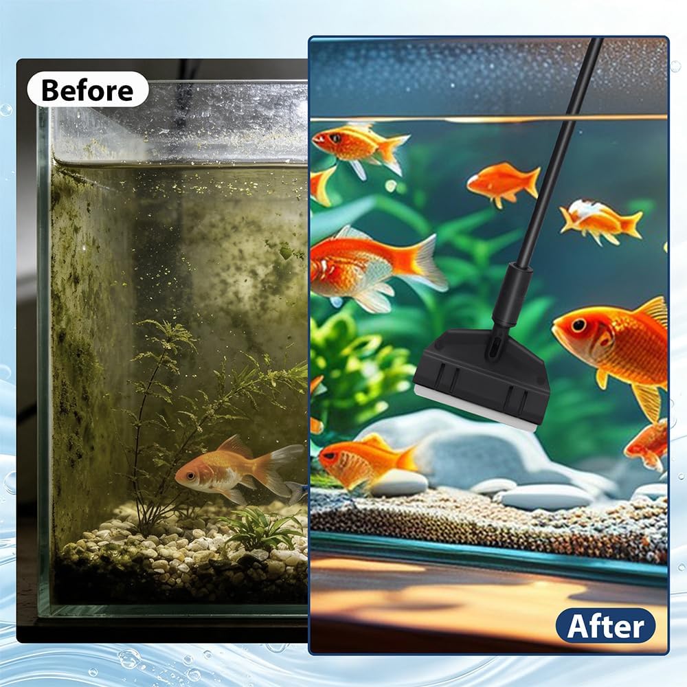 DaToo Small Aquarium Cleaner Fish Tank Cleaner 3 Interchangeable