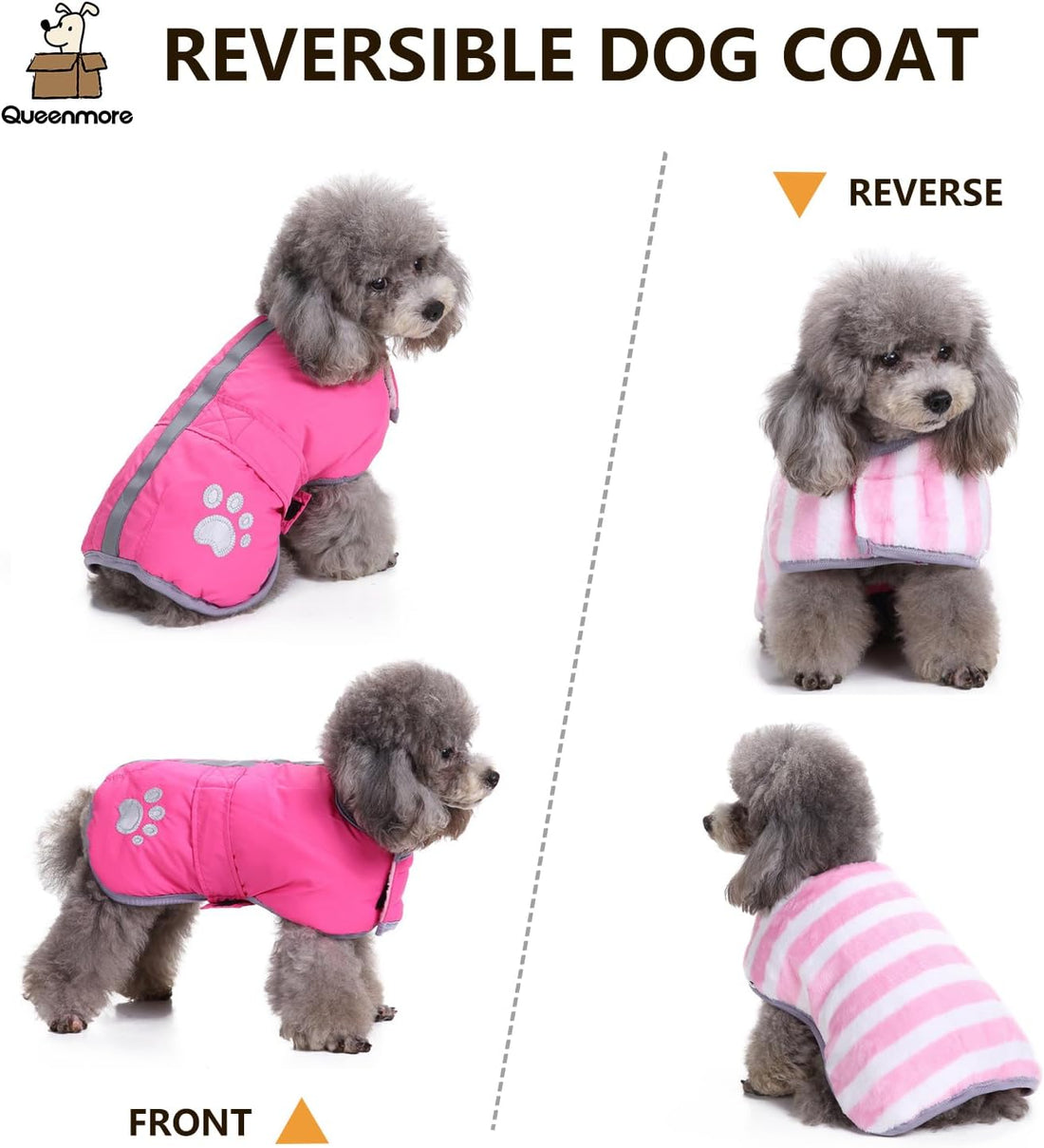 Queenmore Cold Weather Dog Coats Loft Reversible Winter Fleece Dog