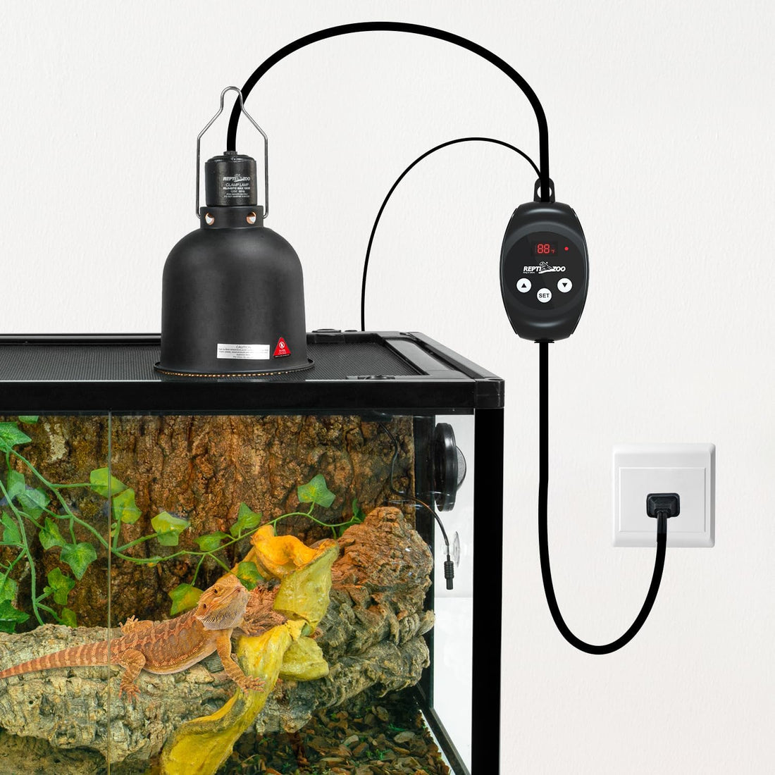 REPTI ZOO Reptile Light Fixture with Dimming Thermostat