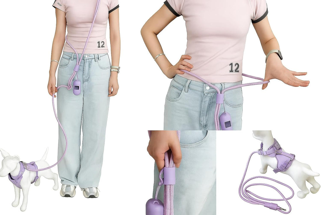 Cheech&Co Hands Free Dog Leash with Poop Bag Holder - for Walking