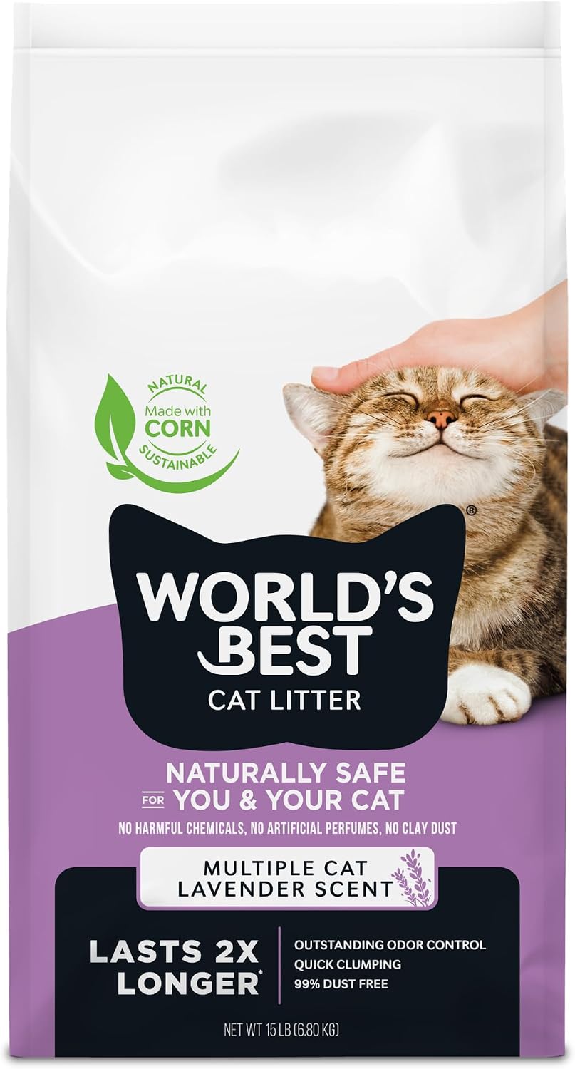 World's Best Cat Litter Lavender, Long-Lasting Odor Control, 15 lb Bag