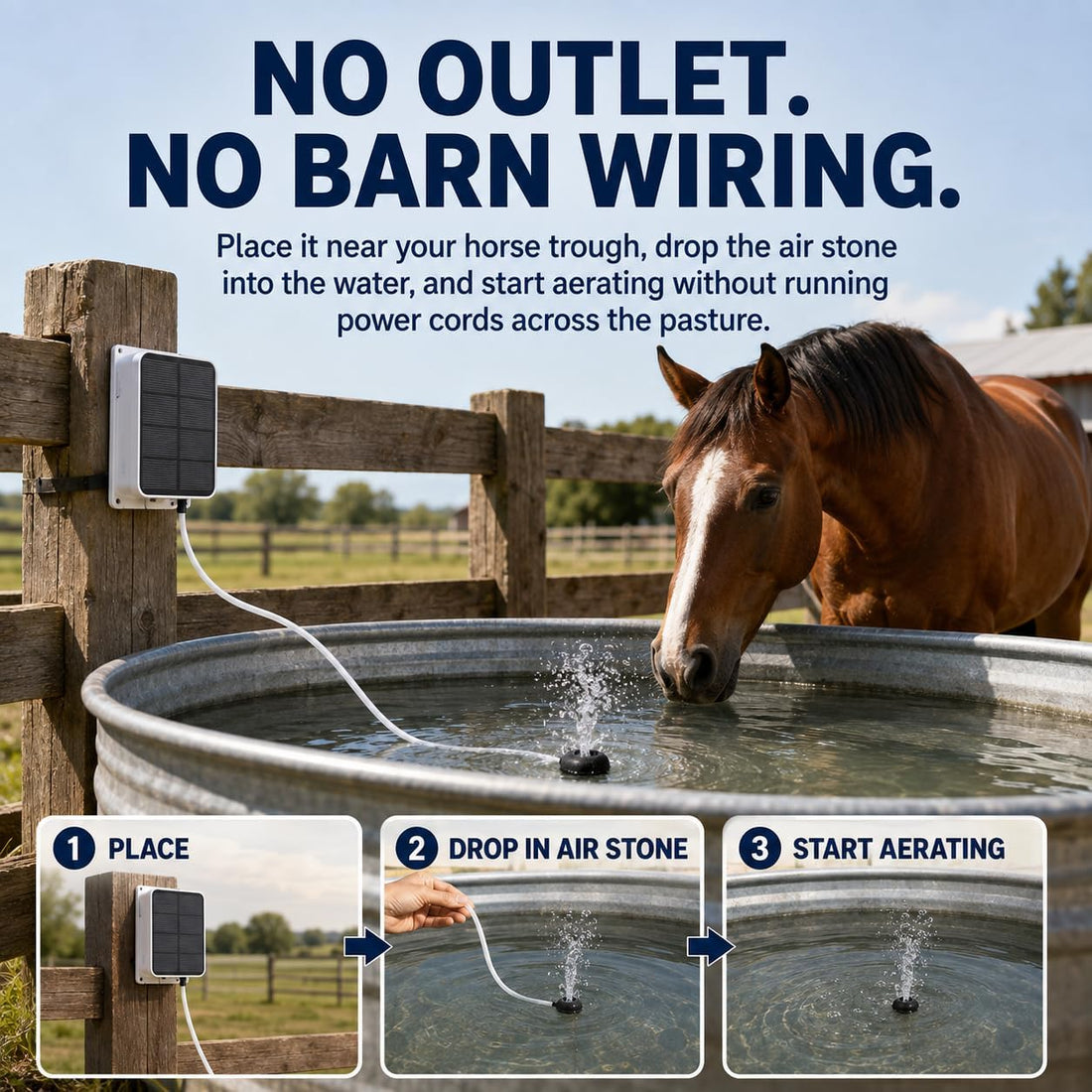 Solar Horse Water Trough Aerator