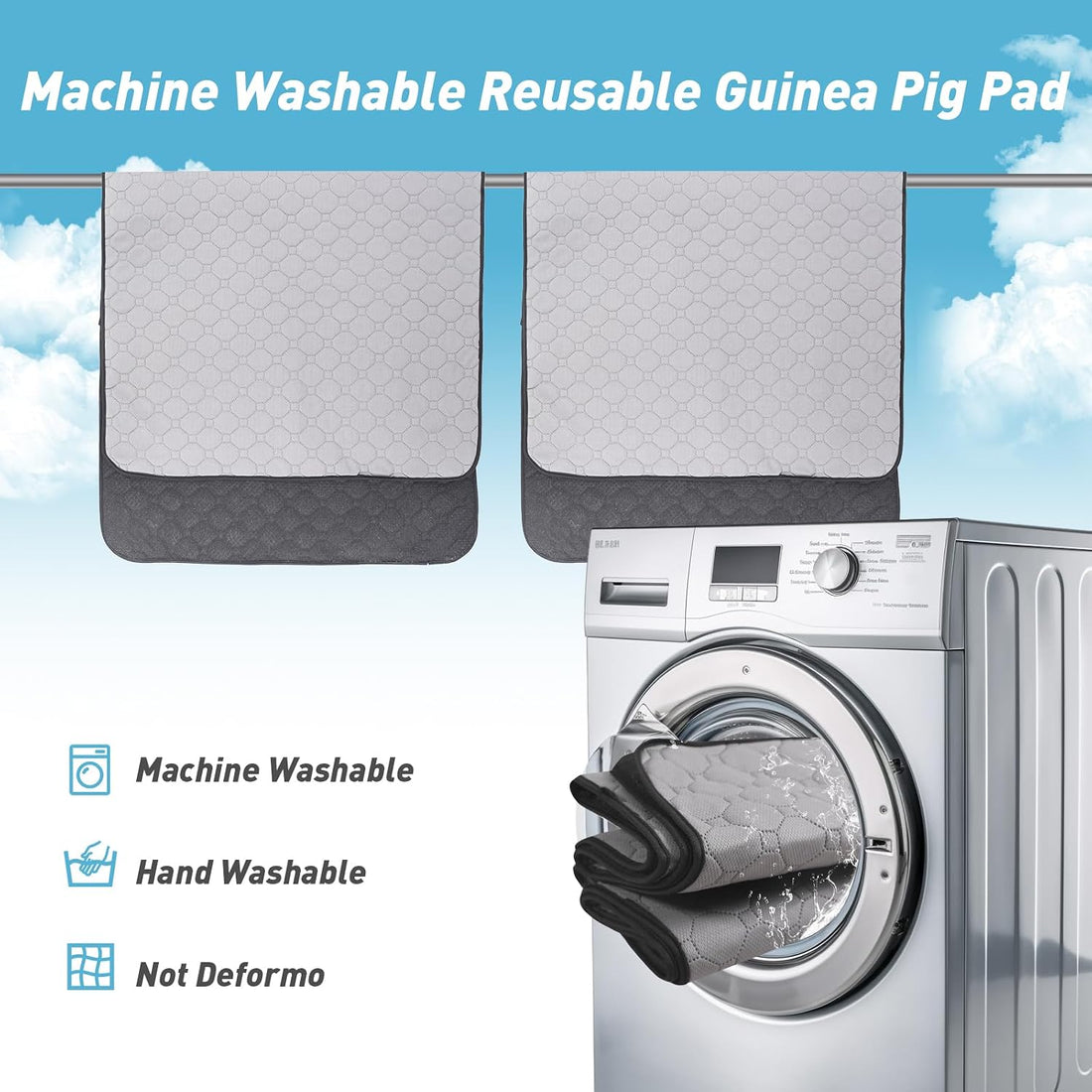 2Pack Guinea Pig Cage Liners, 24''X48'' Washable Guinea Pig Pee Pads