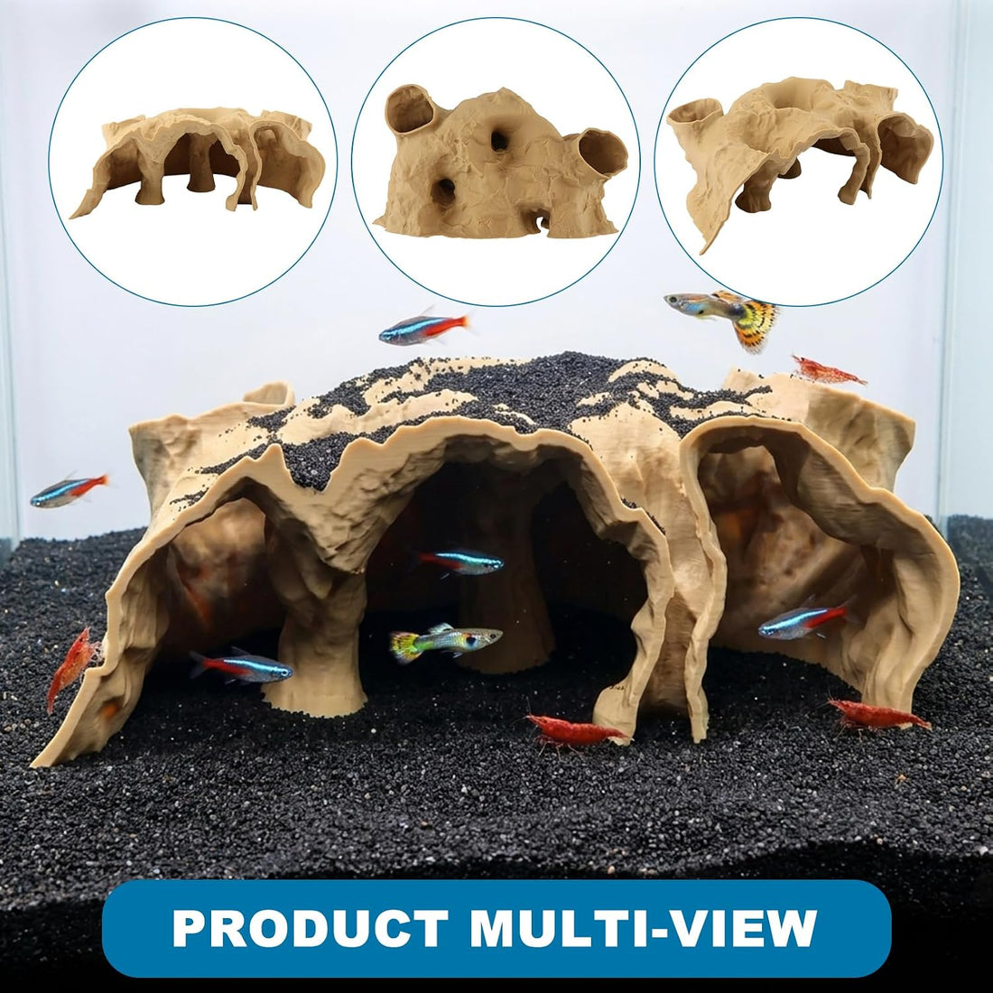 Sand Aquarium Cave for Fish Tank, 3D Printed Fish Hideout Tunnel