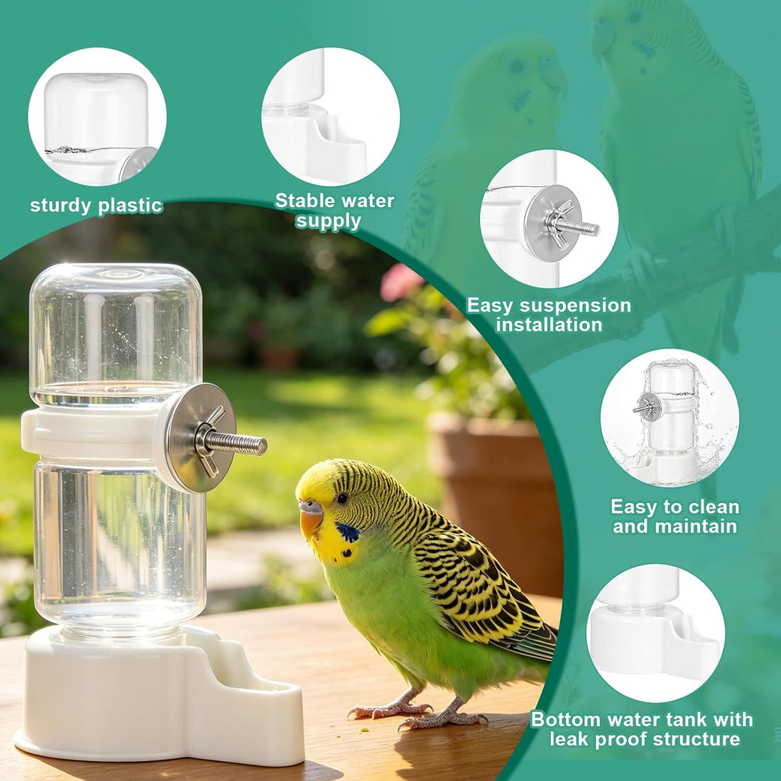 Bird Water Dispenser Plastic Bird Cage Hanging Drinking Device