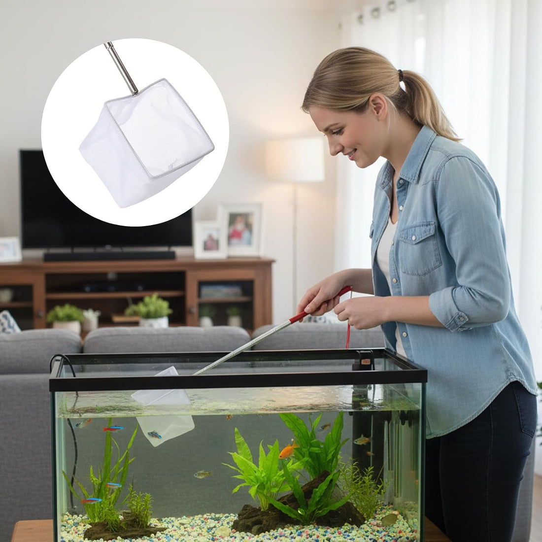 3 Inch Aquarium Net, Fish Net for Fish Tank with 8.6" to 39" Long