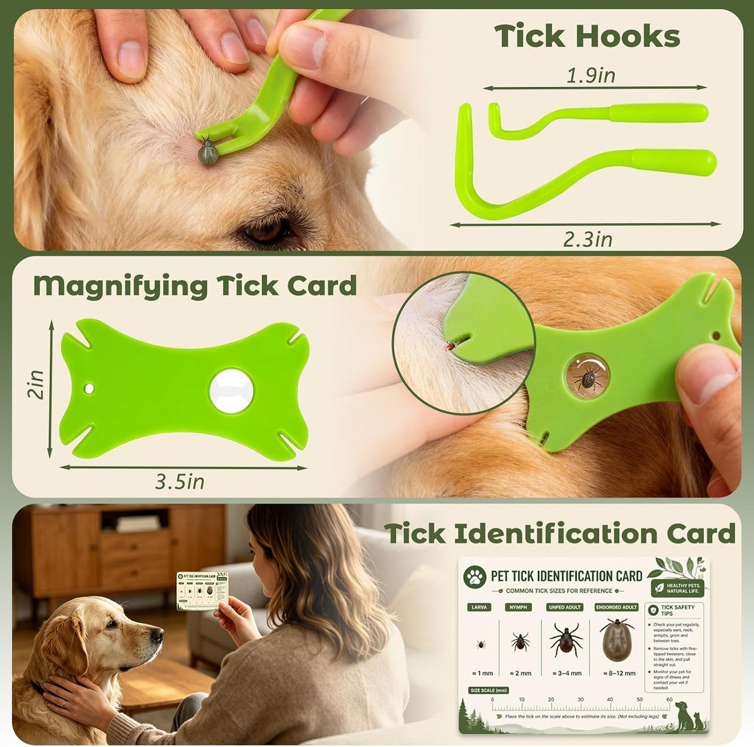 Tick Remover Tool Kit, 6-in-1 Professional Tick Removal for Dogs Cats